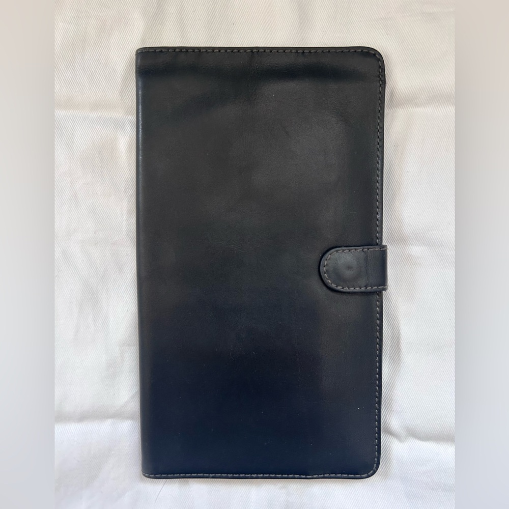 Vintage Travel Organizer Wallet in Black Lamb Leather Rare Excellent Condition